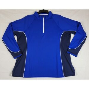 Peter Millar Womens XL Blue Colorblock 1/4 Zip UPF 50+ LF19EK04 Performance